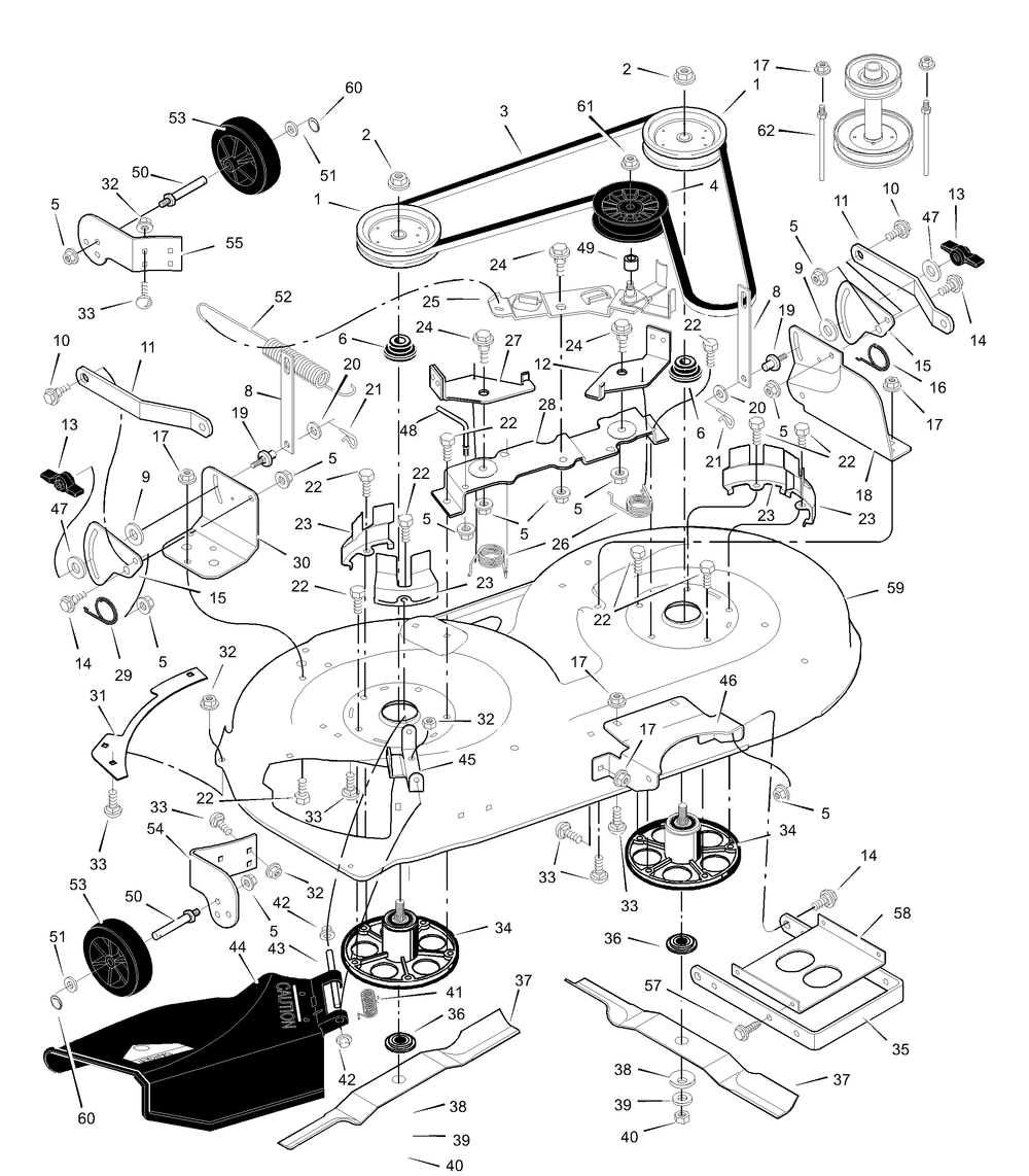 Mower Housing Diagram and Parts List for 425306X48A 2003 Briggs and Stratton Lawn Tractor